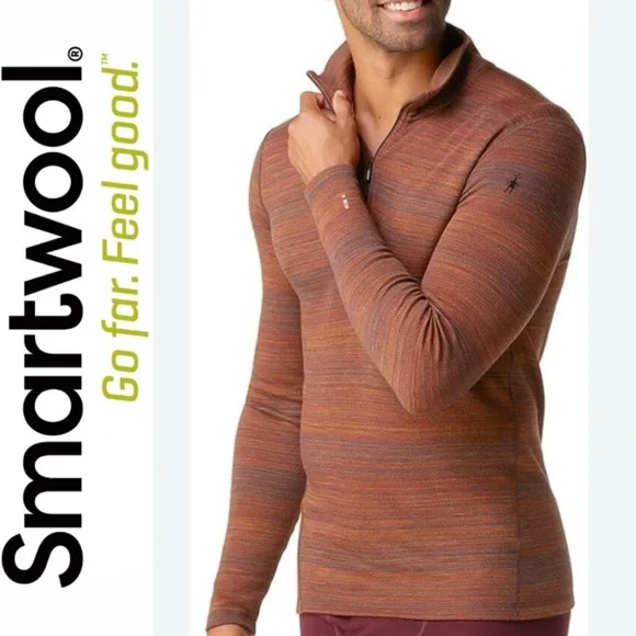 Smartwool Men's Merino 250 Pattern 1/4 Zip Base Layer 100% Merino Wool - Large - Picture 1 of 6